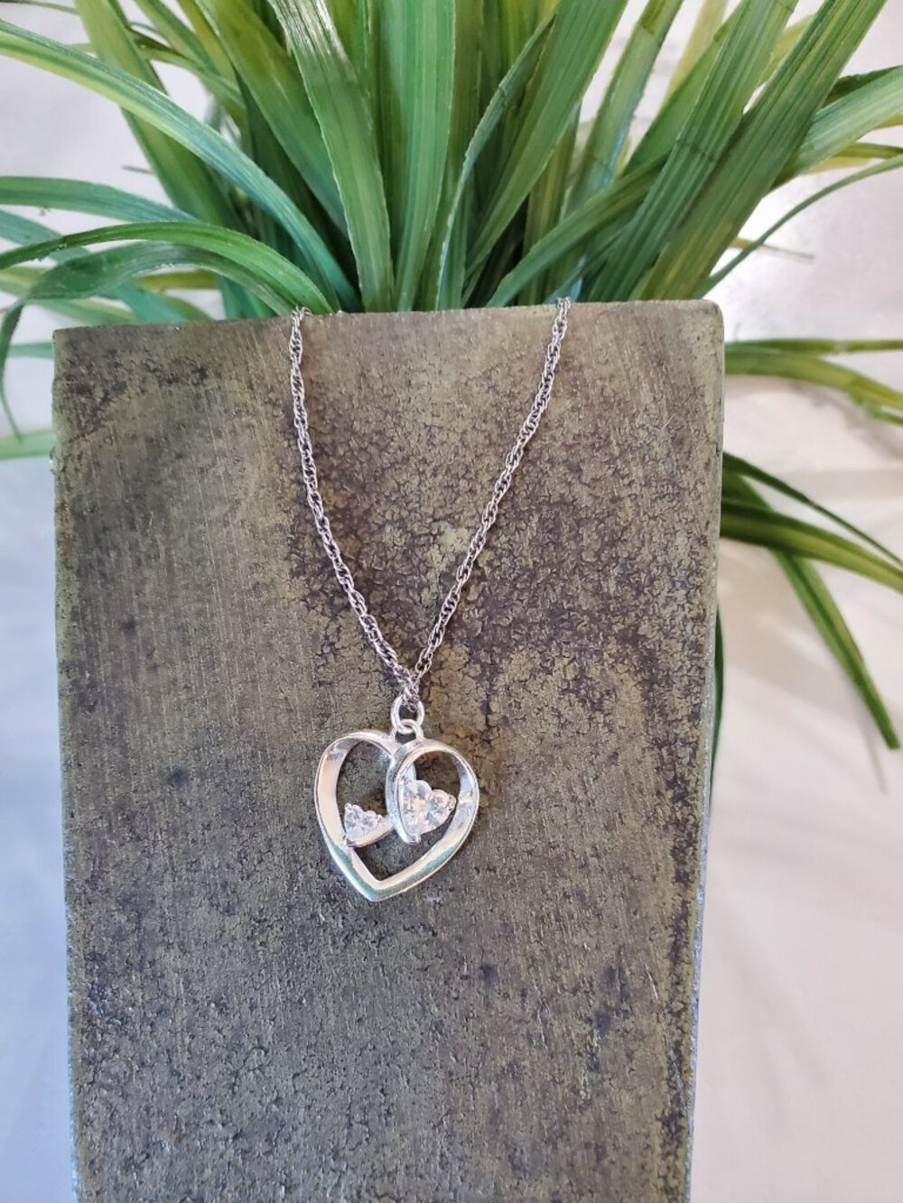 Two Hearts One Love Silver Tone Necklace